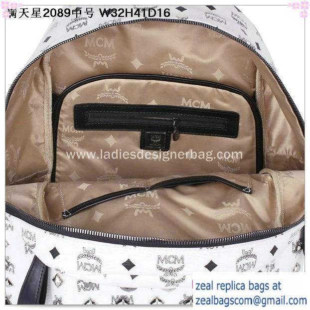 High Quality Replica MCM Stark Studded Medium Backpack MC2089 White